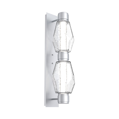 Gem Mandrel Double LED Wall Light in Classic Silver/Clear Blown Glass (White Metal).