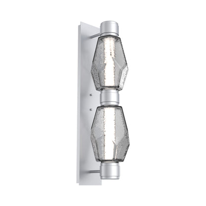 Gem Mandrel Double LED Wall Light in Classic Silver/Smoke Blown Glass (Black Metal).