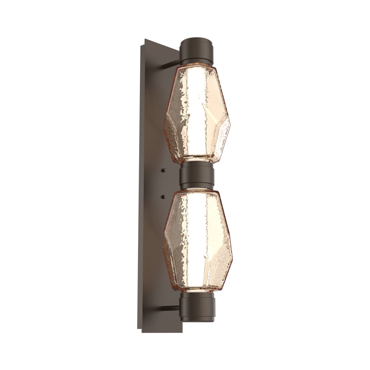 Gem Mandrel Double LED Wall Light in Flat Bronze/Amber Blown Glass (Metal In Matching Finish).
