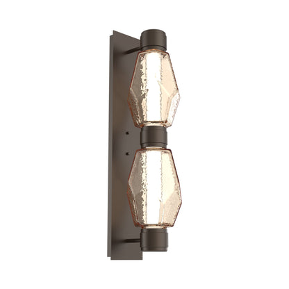 Gem Mandrel Double LED Wall Light in Flat Bronze/Amber Blown Glass (Metal In Matching Finish).