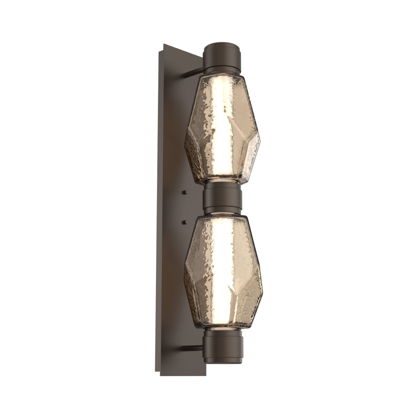 Gem Mandrel Double LED Wall Light in Flat Bronze/Bronze Blown Glass (White Metal).
