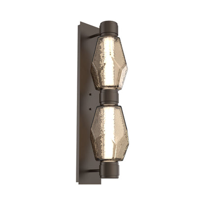 Gem Mandrel Double LED Wall Light in Flat Bronze/Bronze Blown Glass (White Metal).