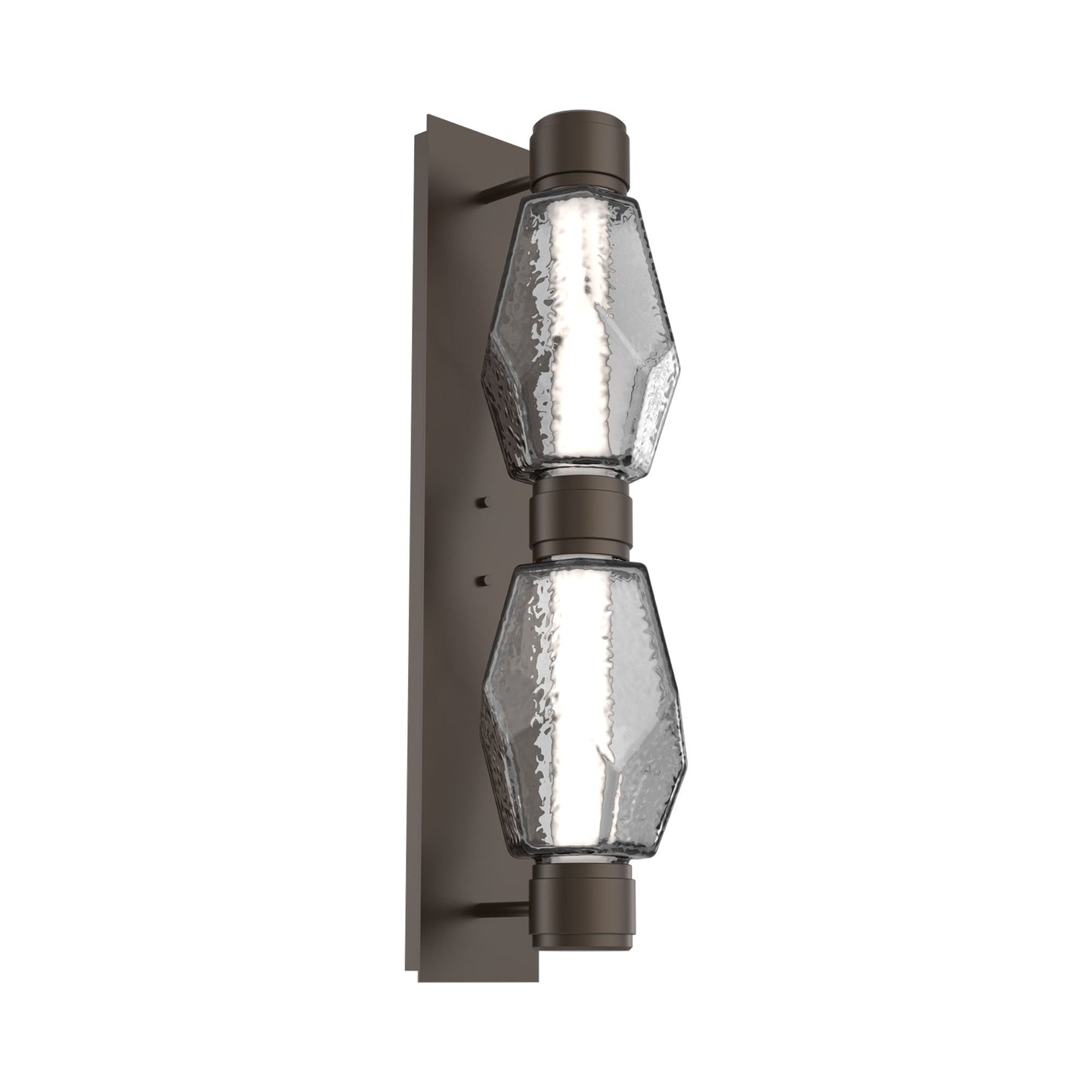 Gem Mandrel Double LED Wall Light in Flat Bronze/Smoke Blown Glass (Metal In Matching Finish).