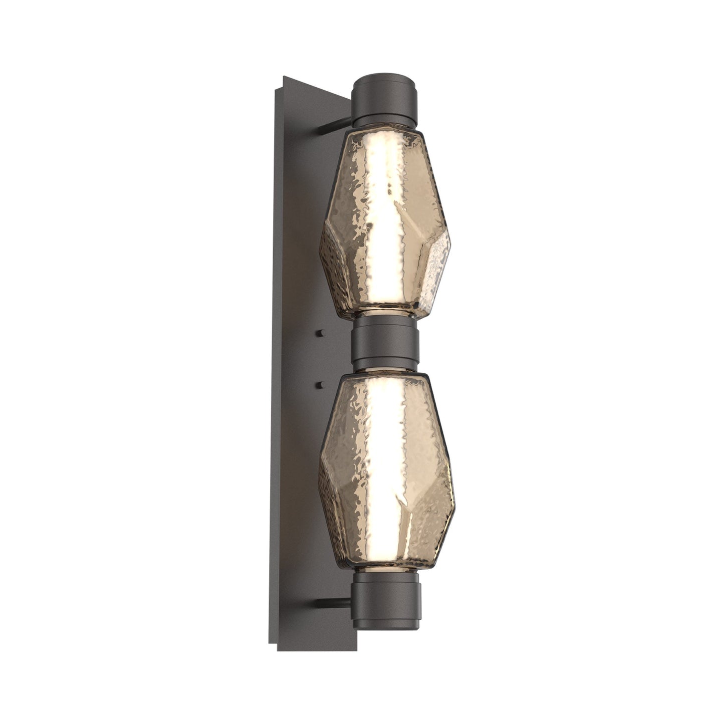 Gem Mandrel Double LED Wall Light in Graphite/Bronze Blown Glass (Metal In Matching Finish).