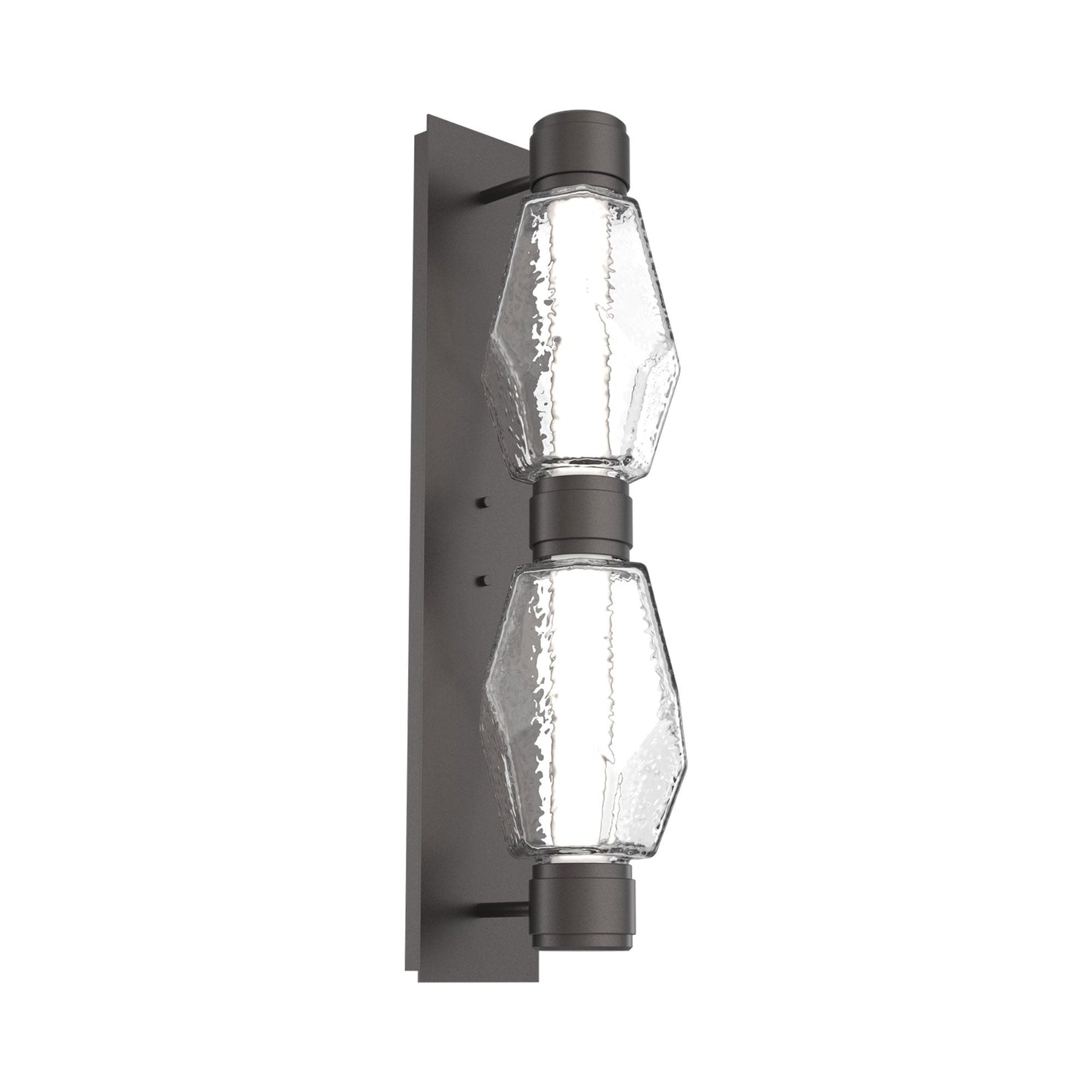 Gem Mandrel Double LED Wall Light in Graphite/Clear Blown Glass (White Metal).