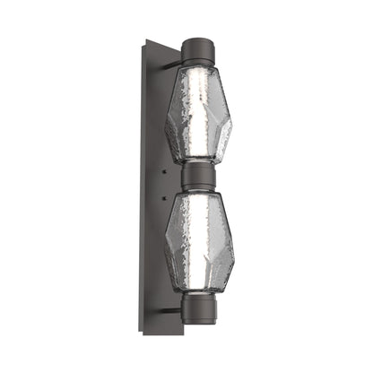Gem Mandrel Double LED Wall Light in Graphite/Smoke Blown Glass (Black Metal).