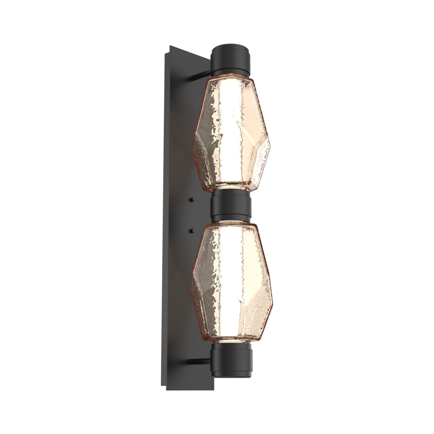 Gem Mandrel Double LED Wall Light in Matte Black/Amber Blown Glass (Metal In Matching Finish).