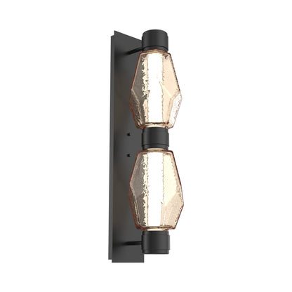 Gem Mandrel Double LED Wall Light in Matte Black/Amber Blown Glass (Metal In Matching Finish).