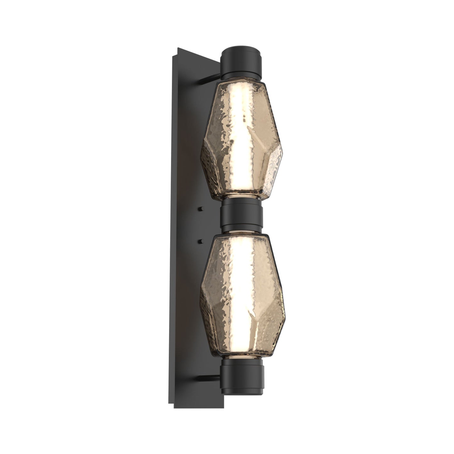 Gem Mandrel Double LED Wall Light in Matte Black/Bronze Blown Glass (White Metal).