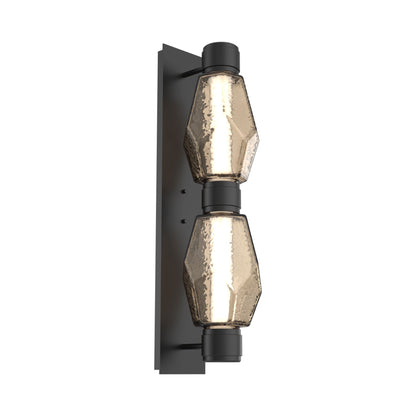 Gem Mandrel Double LED Wall Light in Matte Black/Bronze Blown Glass (White Metal).