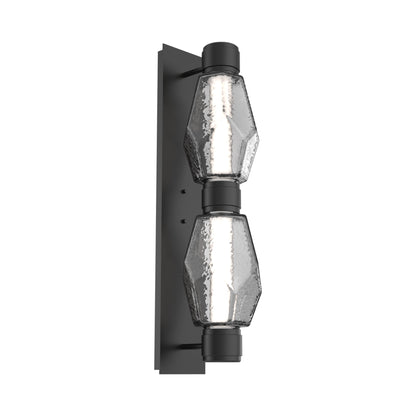 Gem Mandrel Double LED Wall Light in Matte Black/Smoke Blown Glass (Metal In Matching Finish).