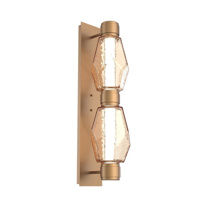 Gem Mandrel Double LED Wall Light in Novel Brass/Amber Blown Glass (White Metal).