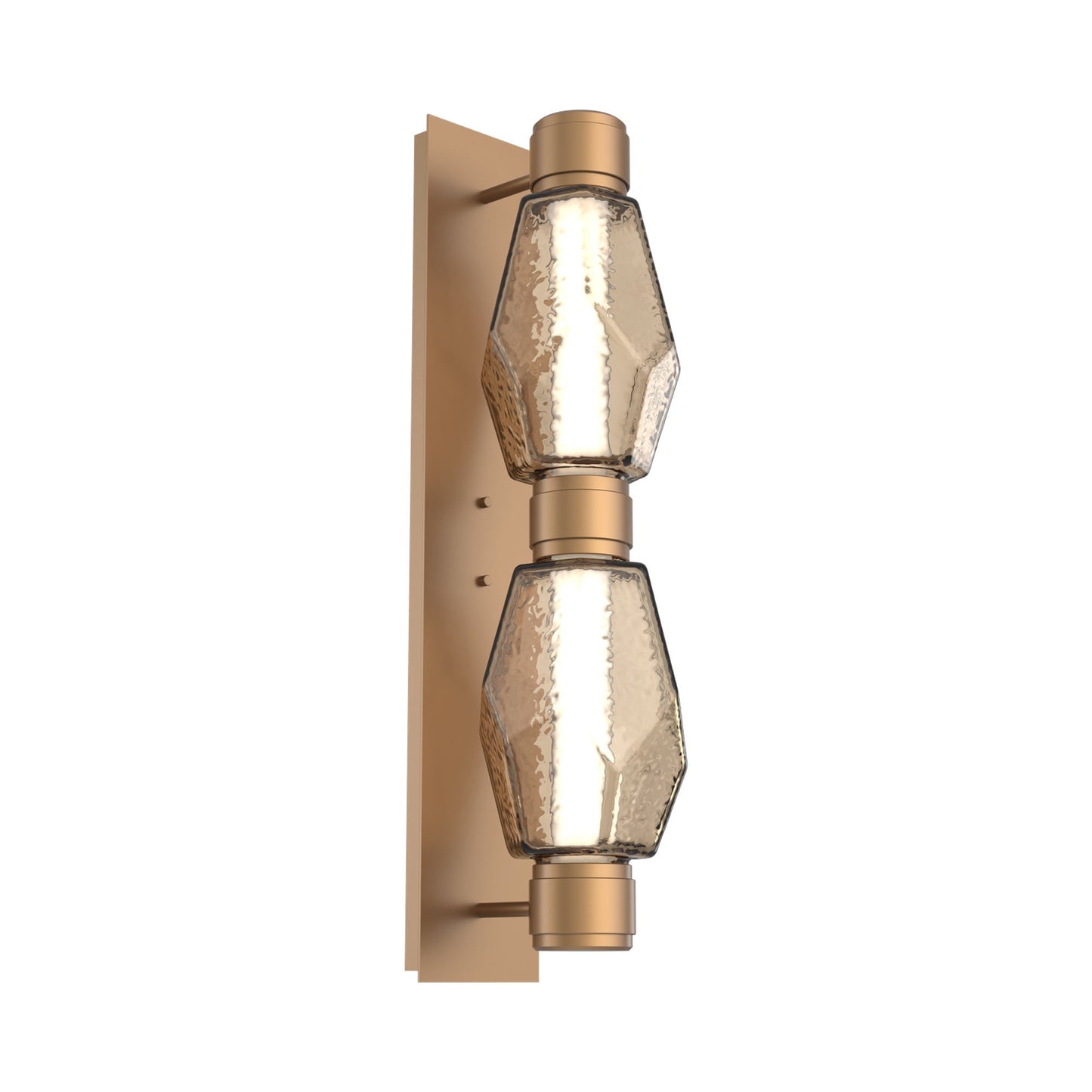 Gem Mandrel Double LED Wall Light in Novel Brass/Bronze Blown Glass (Black Metal).
