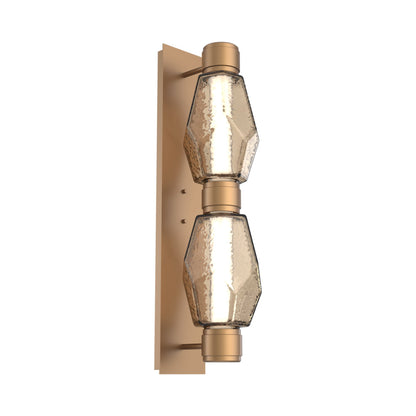 Gem Mandrel Double LED Wall Light in Novel Brass/Bronze Blown Glass (Black Metal).