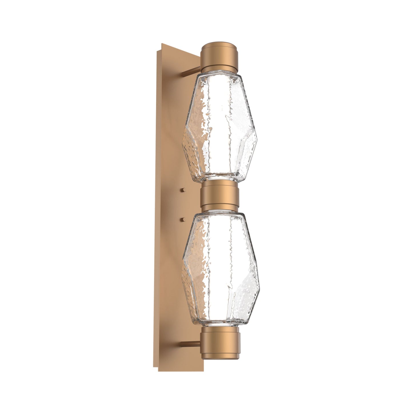 Gem Mandrel Double LED Wall Light in Novel Brass/Clear Blown Glass (Metal In Matching Finish).