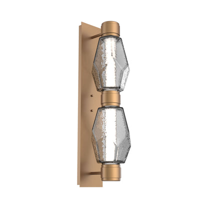 Gem Mandrel Double LED Wall Light in Novel Brass/Smoke Blown Glass (White Metal).