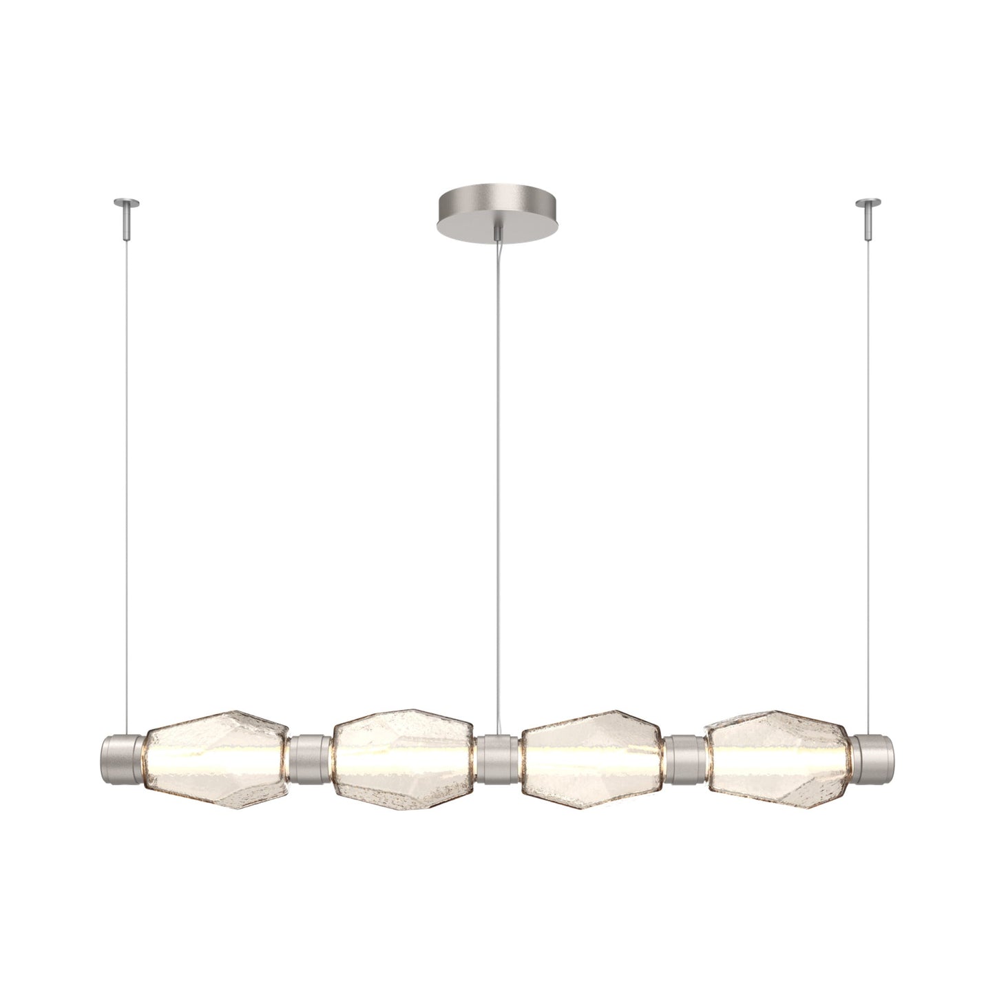 Gem Mandrel Linear LED Chandelier in Beige Silver/Amber Blown Glass (52-Inch).
