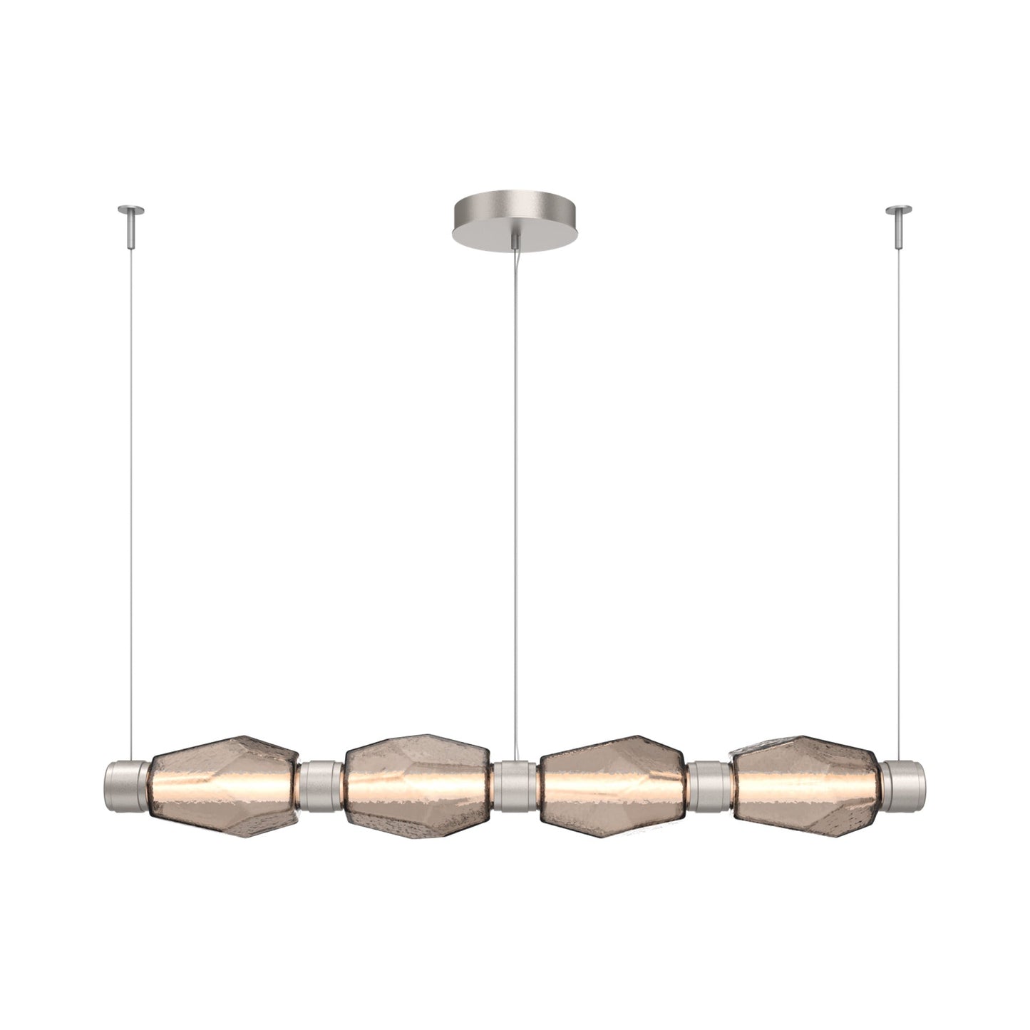 Gem Mandrel Linear LED Chandelier in Beige Silver/Bronze Blown Glass (52-Inch).