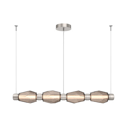 Gem Mandrel Linear LED Chandelier in Beige Silver/Bronze Blown Glass (52-Inch).