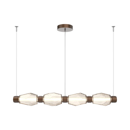 Gem Mandrel Linear LED Chandelier in Burnished Bronze/Amber Blown Glass (52-Inch).