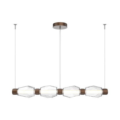 Gem Mandrel Linear LED Chandelier in Burnished Bronze/Clear Blown Glass (52-Inch).
