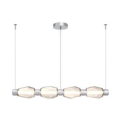 Gem Mandrel Linear LED Chandelier in Classic Silver/Amber Blown Glass (52-Inch).