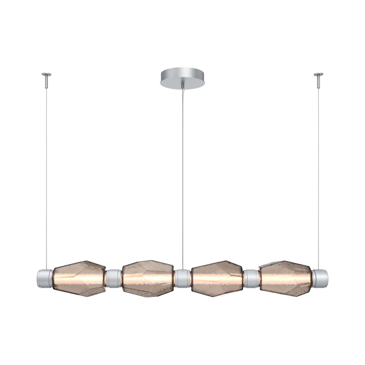 Gem Mandrel Linear LED Chandelier in Classic Silver/Bronze Blown Glass (52-Inch).