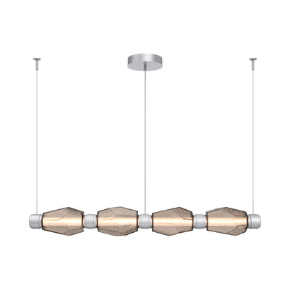 Gem Mandrel Linear LED Chandelier in Classic Silver/Bronze Blown Glass (52-Inch).