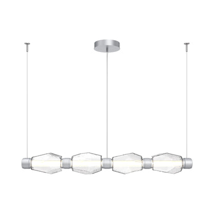Gem Mandrel Linear LED Chandelier in Classic Silver/Clear Blown Glass (52-Inch).