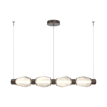 Gem Mandrel Linear LED Chandelier in Flat Bronze/Amber Blown Glass (52-Inch).