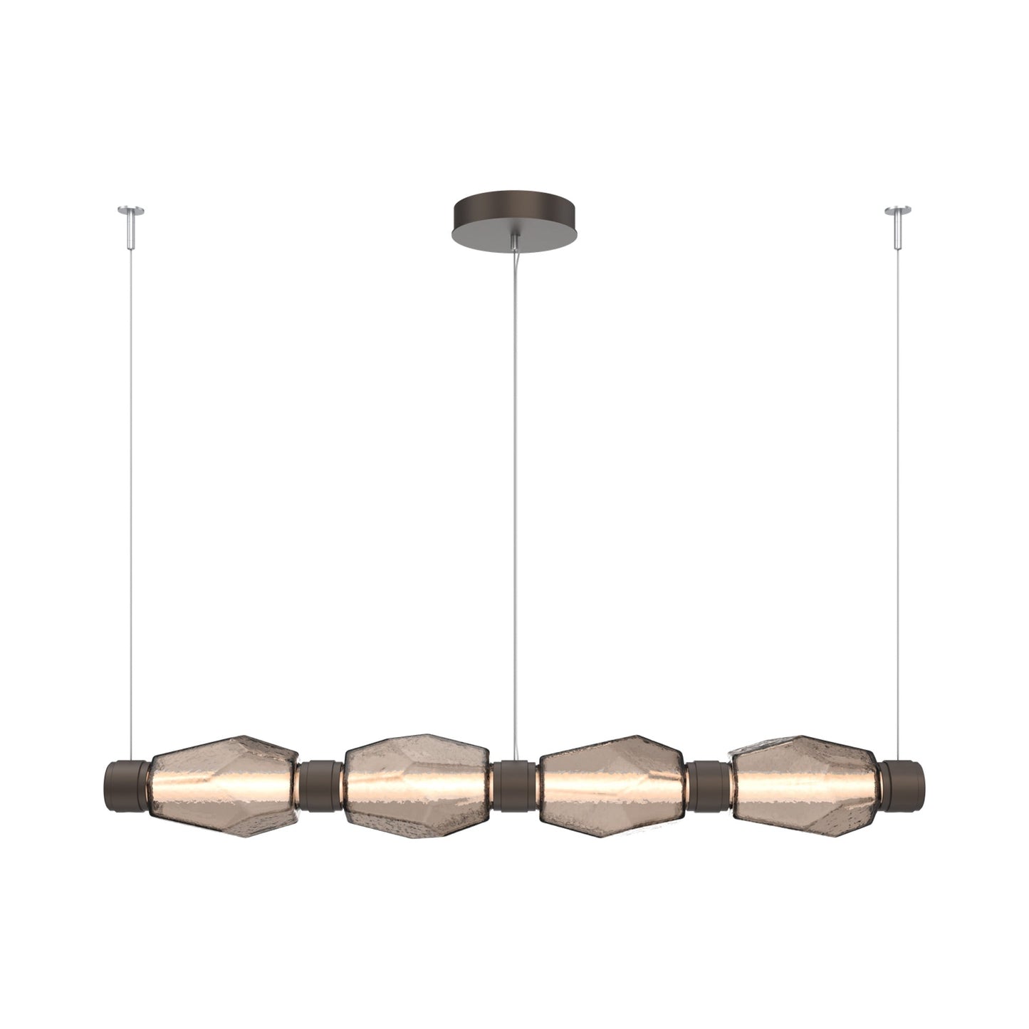Gem Mandrel Linear LED Chandelier in Flat Bronze/Bronze Blown Glass (52-Inch).