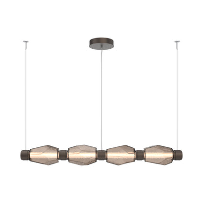 Gem Mandrel Linear LED Chandelier in Flat Bronze/Bronze Blown Glass (52-Inch).
