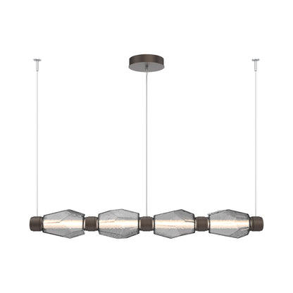 Gem Mandrel Linear LED Chandelier in Flat Bronze/Smoke Blown Glass (52-Inch).