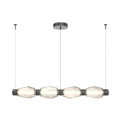 Gem Mandrel Linear LED Chandelier in Graphite/Amber Blown Glass (52-Inch).