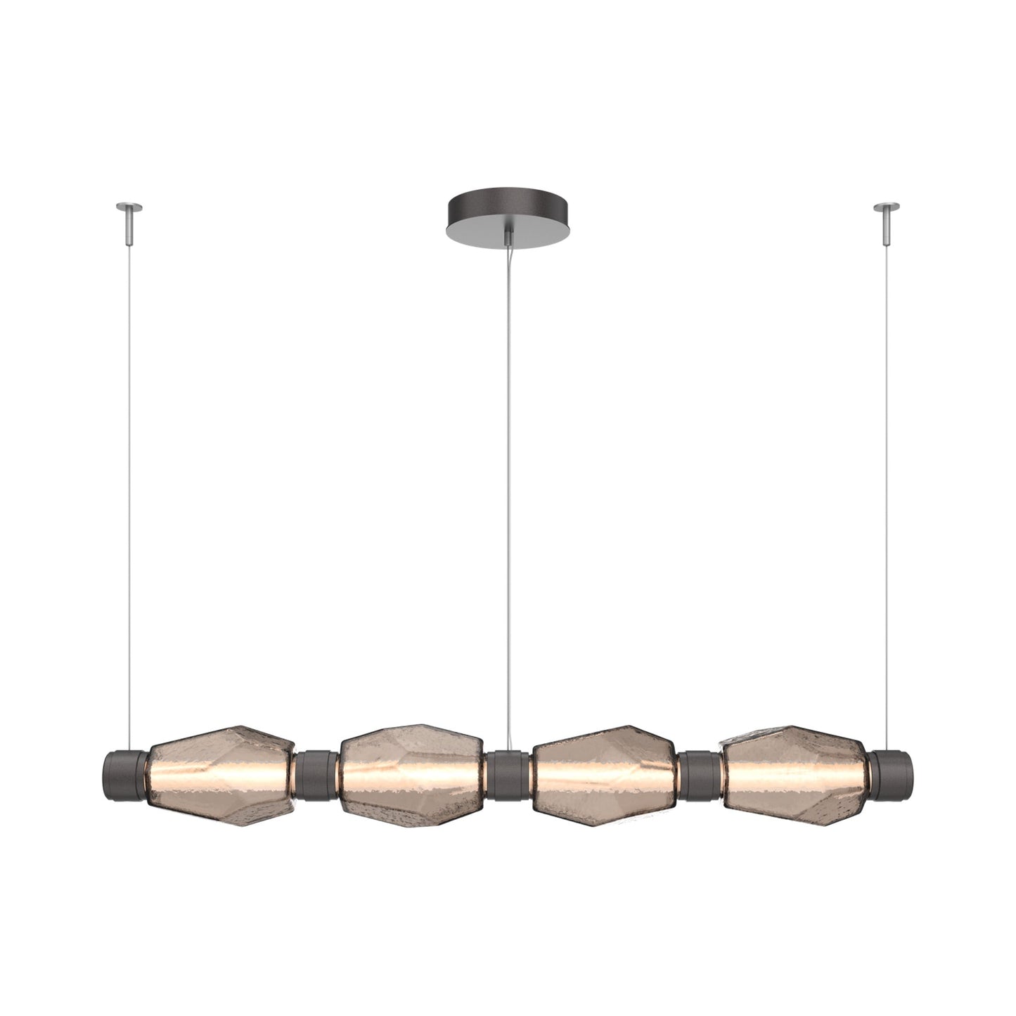 Gem Mandrel Linear LED Chandelier in Graphite/Bronze Blown Glass (52-Inch).