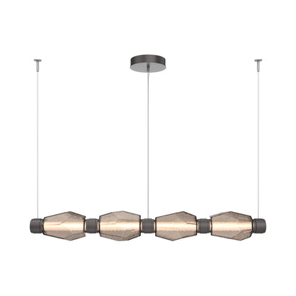 Gem Mandrel Linear LED Chandelier in Graphite/Bronze Blown Glass (52-Inch).