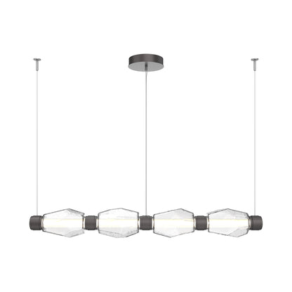 Gem Mandrel Linear LED Chandelier in Graphite/Clear Blown Glass (52-Inch).