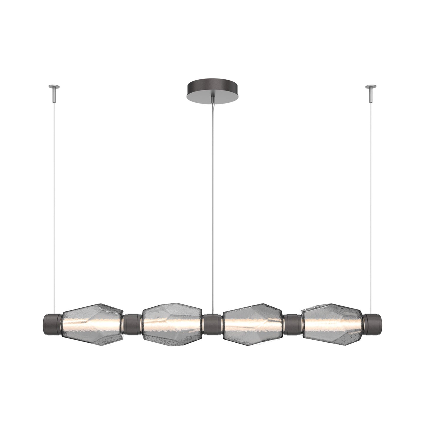 Gem Mandrel Linear LED Chandelier in Graphite/Smoke Blown Glass (52-Inch).