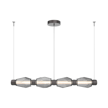 Gem Mandrel Linear LED Chandelier in Graphite/Smoke Blown Glass (52-Inch).