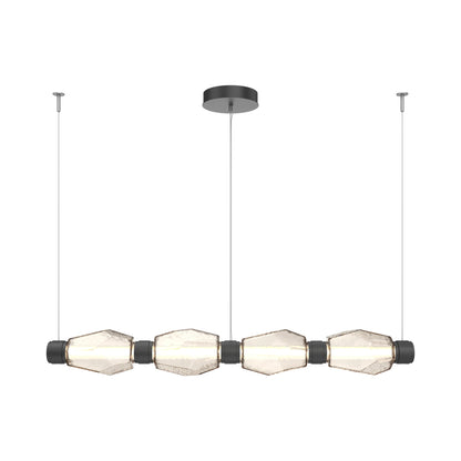 Gem Mandrel Linear LED Chandelier in Matte Black/Amber Blown Glass (52-Inch).