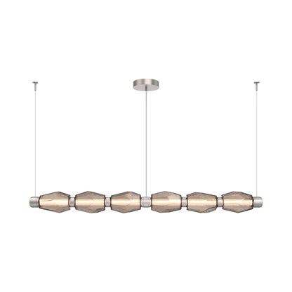 Gem Mandrel Linear LED Chandelier in Beige Silver/Bronze Blown Glass (74-Inch).