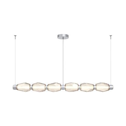 Gem Mandrel Linear LED Chandelier in Classic Silver/Amber Blown Glass (74-Inch).