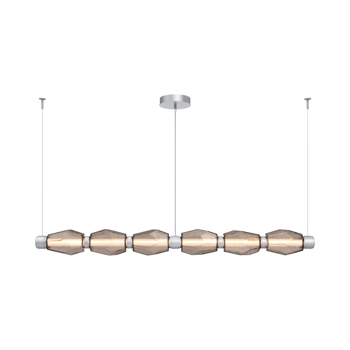 Gem Mandrel Linear LED Chandelier in Classic Silver/Bronze Blown Glass (74-Inch).
