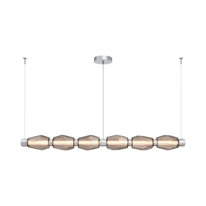 Gem Mandrel Linear LED Chandelier in Classic Silver/Bronze Blown Glass (74-Inch).
