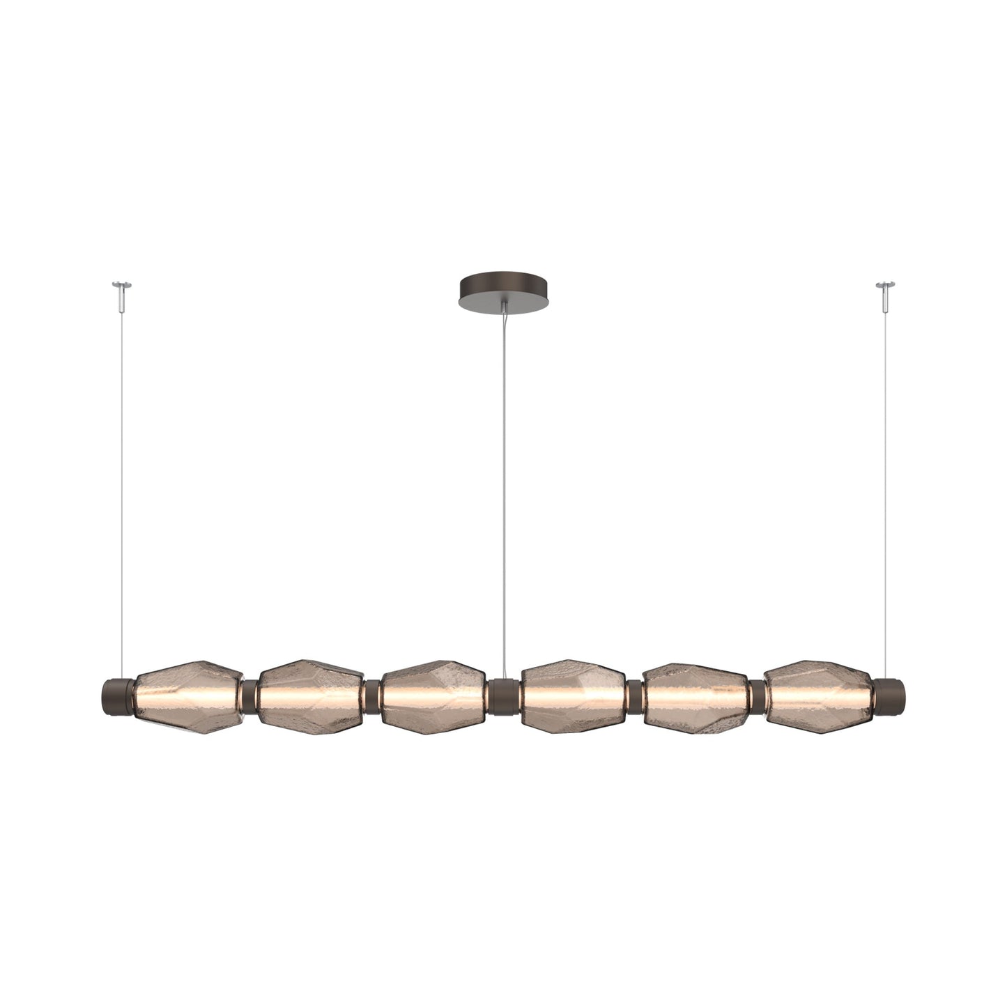 Gem Mandrel Linear LED Chandelier in Flat Bronze/Bronze Blown Glass (74-Inch).