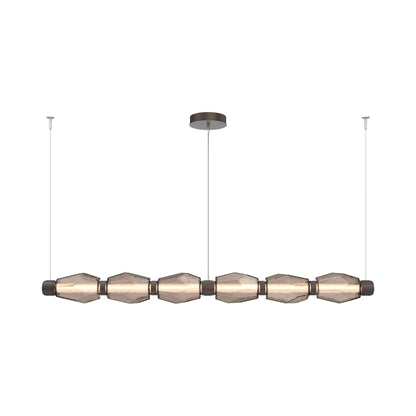 Gem Mandrel Linear LED Chandelier in Flat Bronze/Bronze Blown Glass (74-Inch).