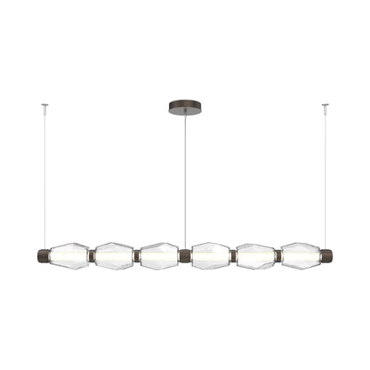 Gem Mandrel Linear LED Chandelier in Flat Bronze/Clear Blown Glass (74-Inch).