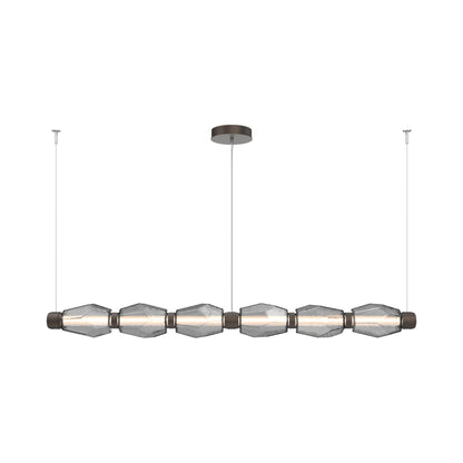 Gem Mandrel Linear LED Chandelier in Flat Bronze/Smoke Blown Glass (74-Inch).