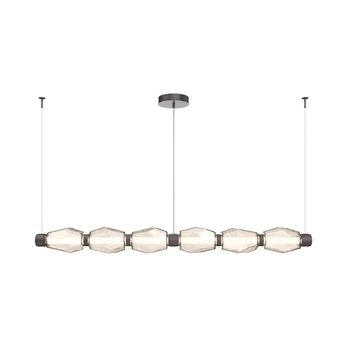 Gem Mandrel Linear LED Chandelier in Graphite/Amber Blown Glass (74-Inch).