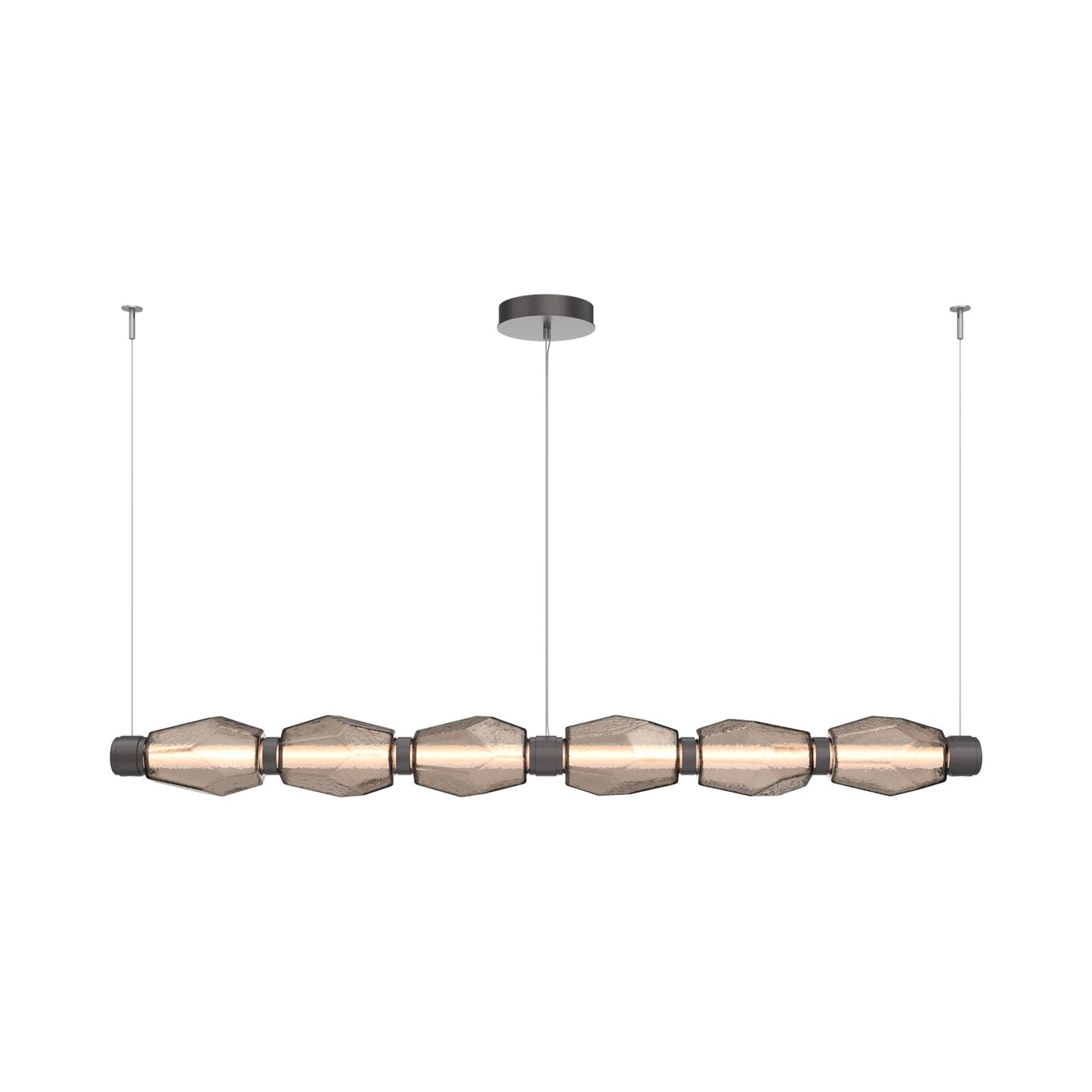 Gem Mandrel Linear LED Chandelier in Graphite/Bronze Blown Glass (74-Inch).